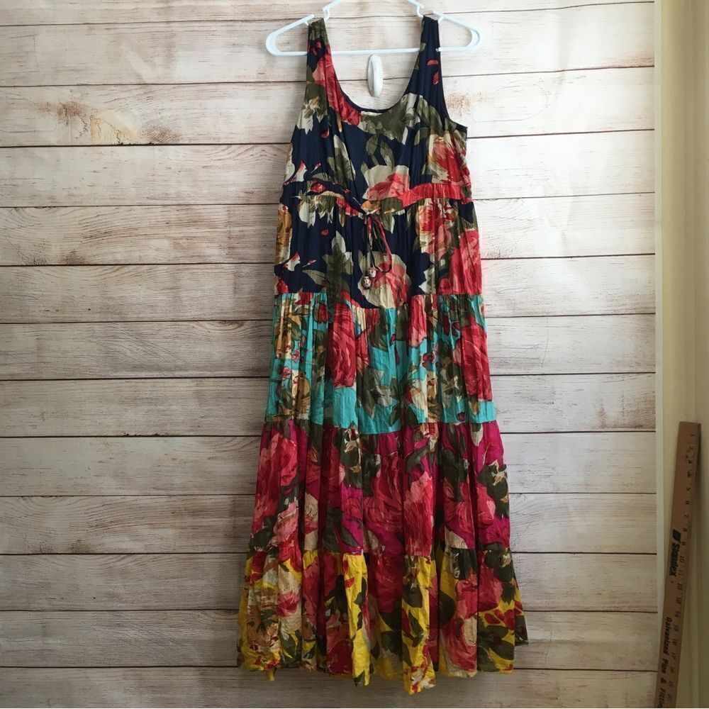 VASNA DESIRE BOHO FLORAL TIERED MAXI DRESS‎
